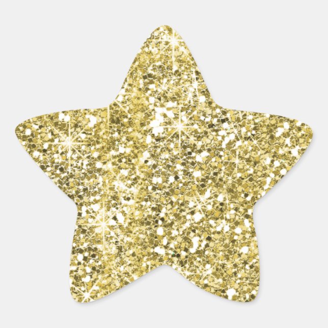 Gold Star Shape Faux Glitter Stickers (Front)