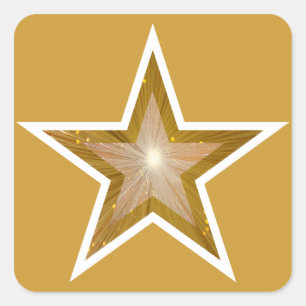 "Gold" Star square sticker yellow