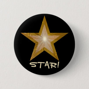 "Gold" Star 'STAR!' button black