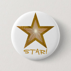 "Gold" Star 'STAR!' button white