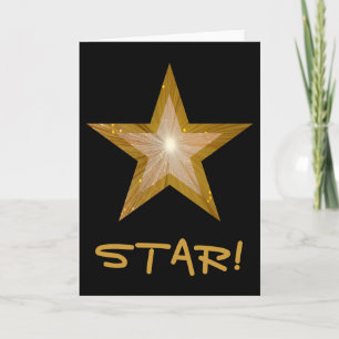 Gold Star 'STAR!' card black vertical