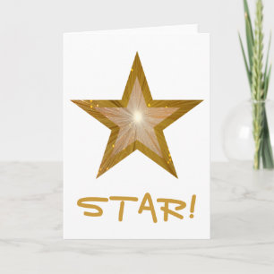 Gold Star 'STAR!' card white vertical