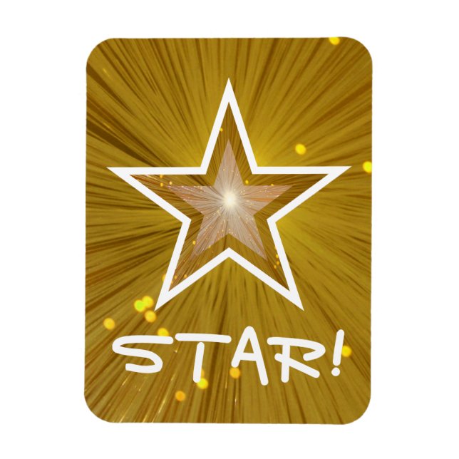 "Gold" Star 'STAR!' flexible magnet (Vertical)
