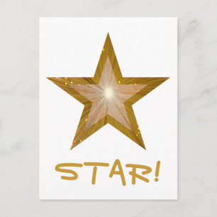 Gold Star 'STAR!' postcard white