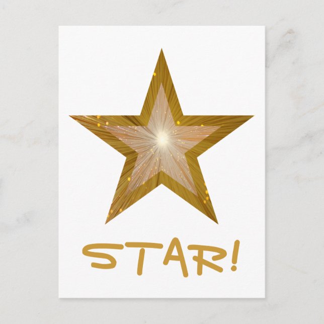 Gold Star 'STAR!' postcard white (Front)
