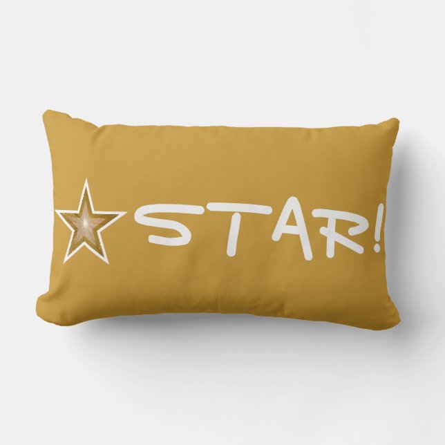 "Gold" Star 'STAR!' throw pillow lumbar gold (Front)