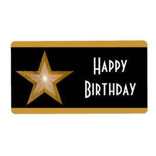 "Gold" Star strié 'Happy Birthday' grand noir