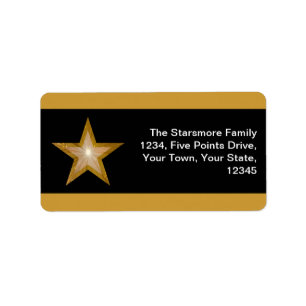 Gold Star stripe address label medium black