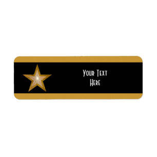 Gold Star stripe 'Your Text' label white black