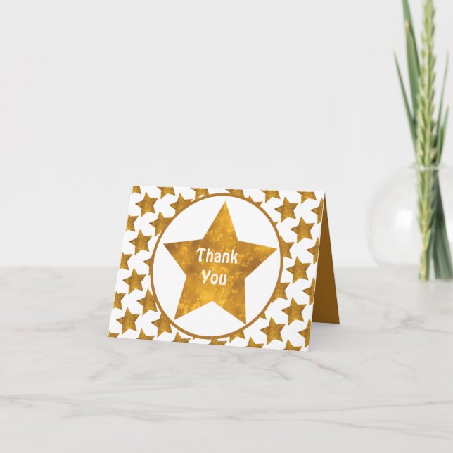 Gold Star Thank You Custom Card (Front)