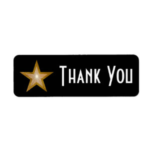 "Gold" Star 'Thank you' label small black