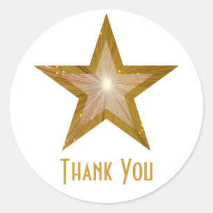 Gold Star "Thank You" round sticker white