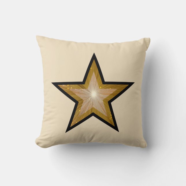 "Gold" Star throw pillow square cream black back (Front)