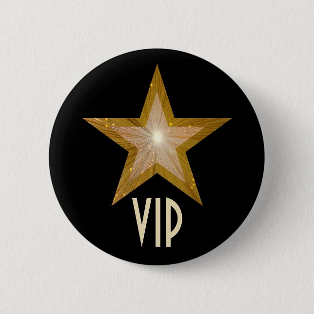 "Gold" Star 'VIP' button black (Front)