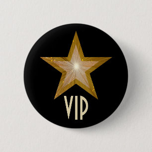 "Gold" Star 'VIP' button black