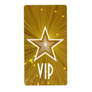 Gold Star 'VIP' label large white text