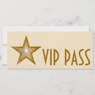 Gold Star 'VIP PASS' invitation cream long