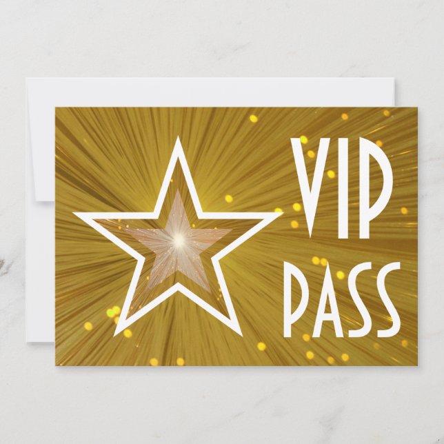 Gold Star 'VIP PASS' invitation horizontal (Front)