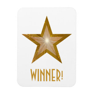 "Gold" Star 'Winner!' flexible magnet white