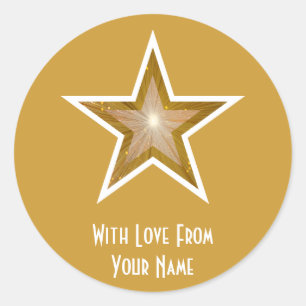 "Gold" Star 'With Love From'' autocollant rond jau
