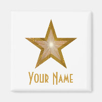 "Gold" Star 'Your Name' fridge magnet square white