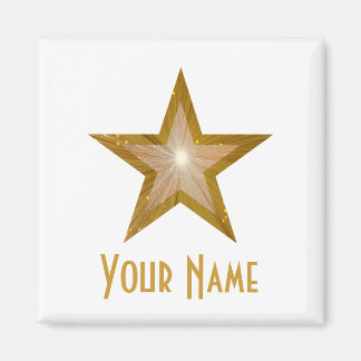 "Gold" Star 'Your Name' fridge magnet square white