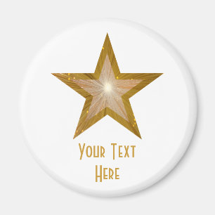 "Gold" Star "Your Text", aimant frigo blanc