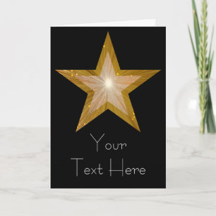 Gold Star 'Your Text' card black vertical