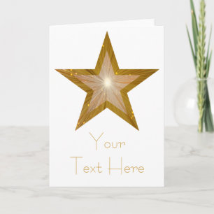 Gold Star 'Your Text' card white vertical