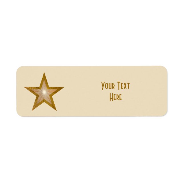 "Gold" Star 'Your Text' étiquette petite crème (Devant)