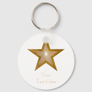 Gold Star 'Your Text' keychain white