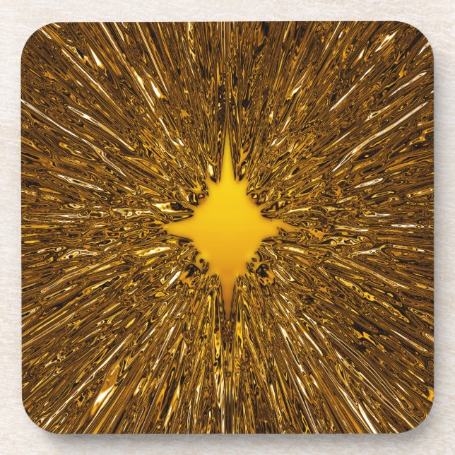 Gold starburst pattern coaster (Front)