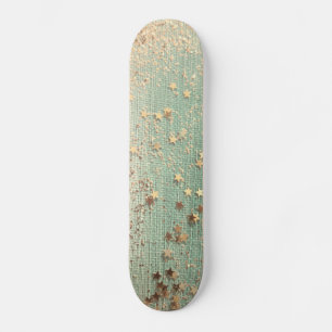 Gold Stardust on Sea Green Skateboard