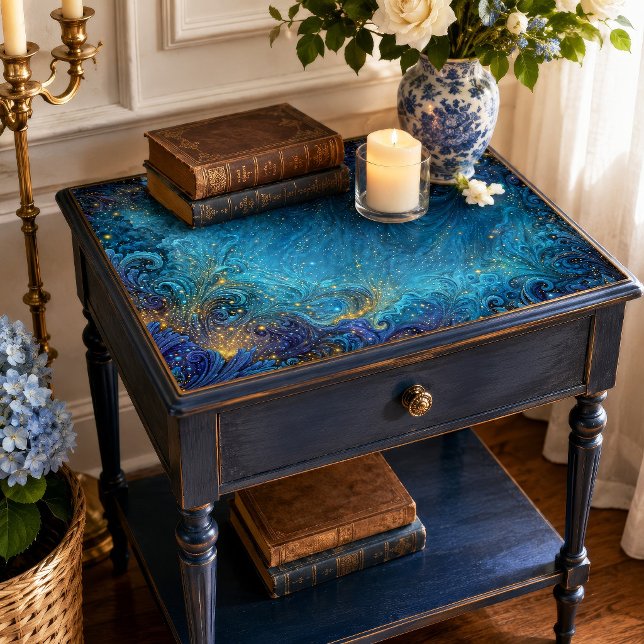 Gold Stardust Teal Nebula Swirl Tissue Paper (Creator Uploaded)