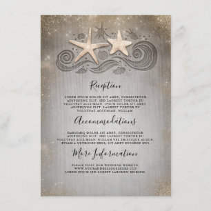 Gold Starfish Beach Wedding Details Information Enclosure Card