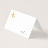 Gold Starfish Place Card with Beach Donation Poem