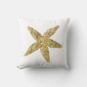 Gold Starfish Throw Pillow