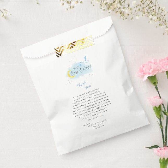 Gold Starlit Baby Boy Bliss Stork Special Delivery Favour Bag (Sealed)