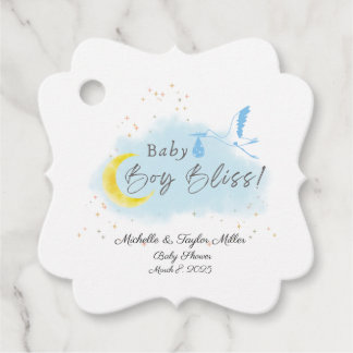 Gold Starlit Baby Boy Bliss Stork Special Delivery Favour Tags