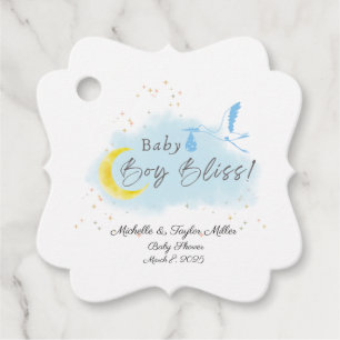 Gold Starlit Baby Boy Bliss Stork Special Delivery Favour Tags