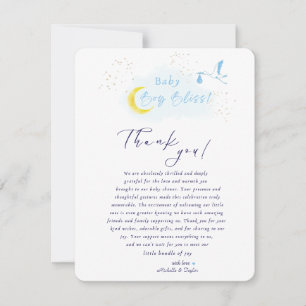 Gold Starlit Baby Boy Bliss Stork Special Delivery Thank You Card