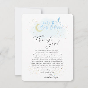 Gold Starlit Baby Boy Bliss Stork Special Delivery Thank You Card
