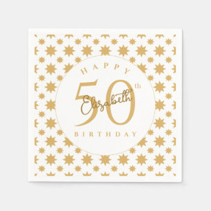 Gold Stars 50th Birthday Custom Name Napkin