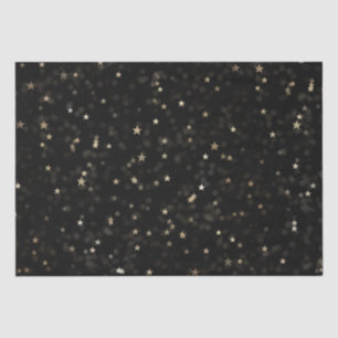 Gold Stars and Dots on Black Tissue Paper