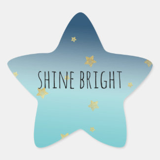Gold Stars Aqua Blue Ombre personalized quote Star Sticker