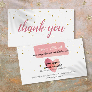 Gold Stars Aquarelle rose Merci Remise