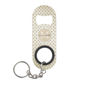 Gold Stars Background Monogram Mini Bottle Opener