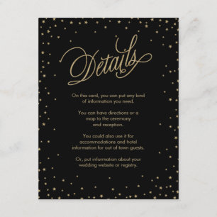 Gold Stars Black Wedding Enclosure Card
