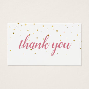 Gold Stars Carte de remerciements Aquarelle rose