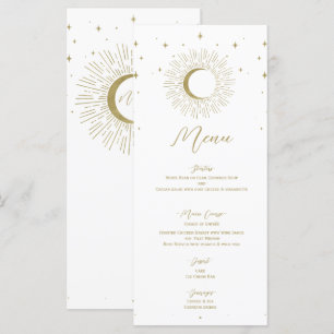 Gold Stars Celestial Sunburst Moon Wedding Menu